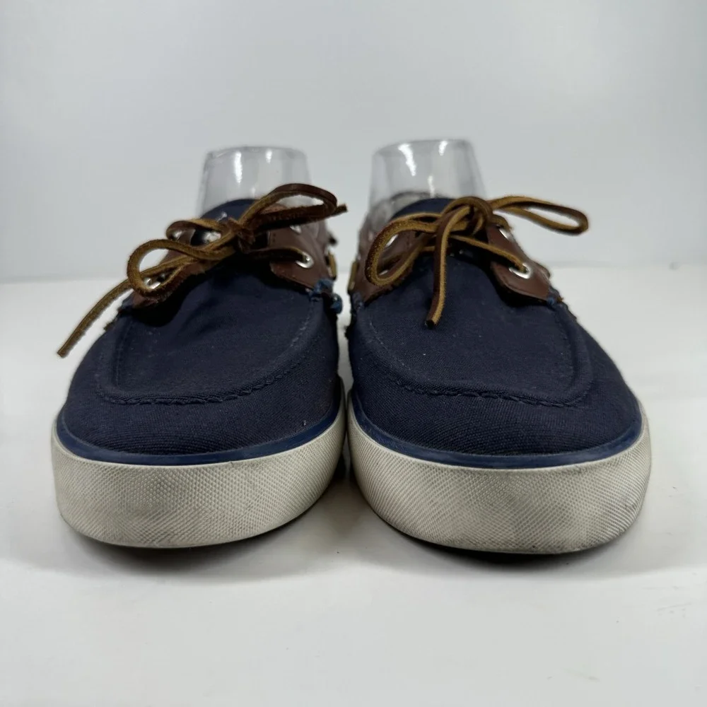 Polo Ralph Lauren Rylander Men's US 9D Navy/Tan Canvas Leather Boat Deck Shoes